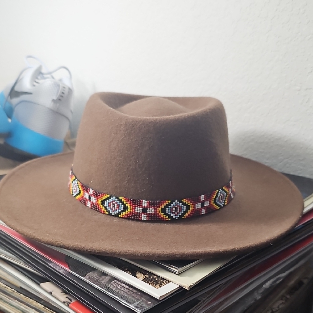 Minnetonka Brown Hat with Beaded Band Size Xl - Picture 2 of 4